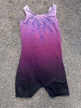Kids Ombre Gymnastics Leotard With Rhinestones